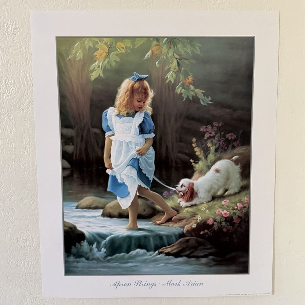Mark Arian Apron Strings Poster Print Girl Cocker Spaniel Offset Litho 24x20”￼